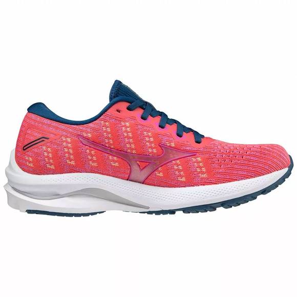 NEW MIZUNO womens wave rider waveknit 25 running shoes in cayenne/phlox pink - Picture 2 of 5